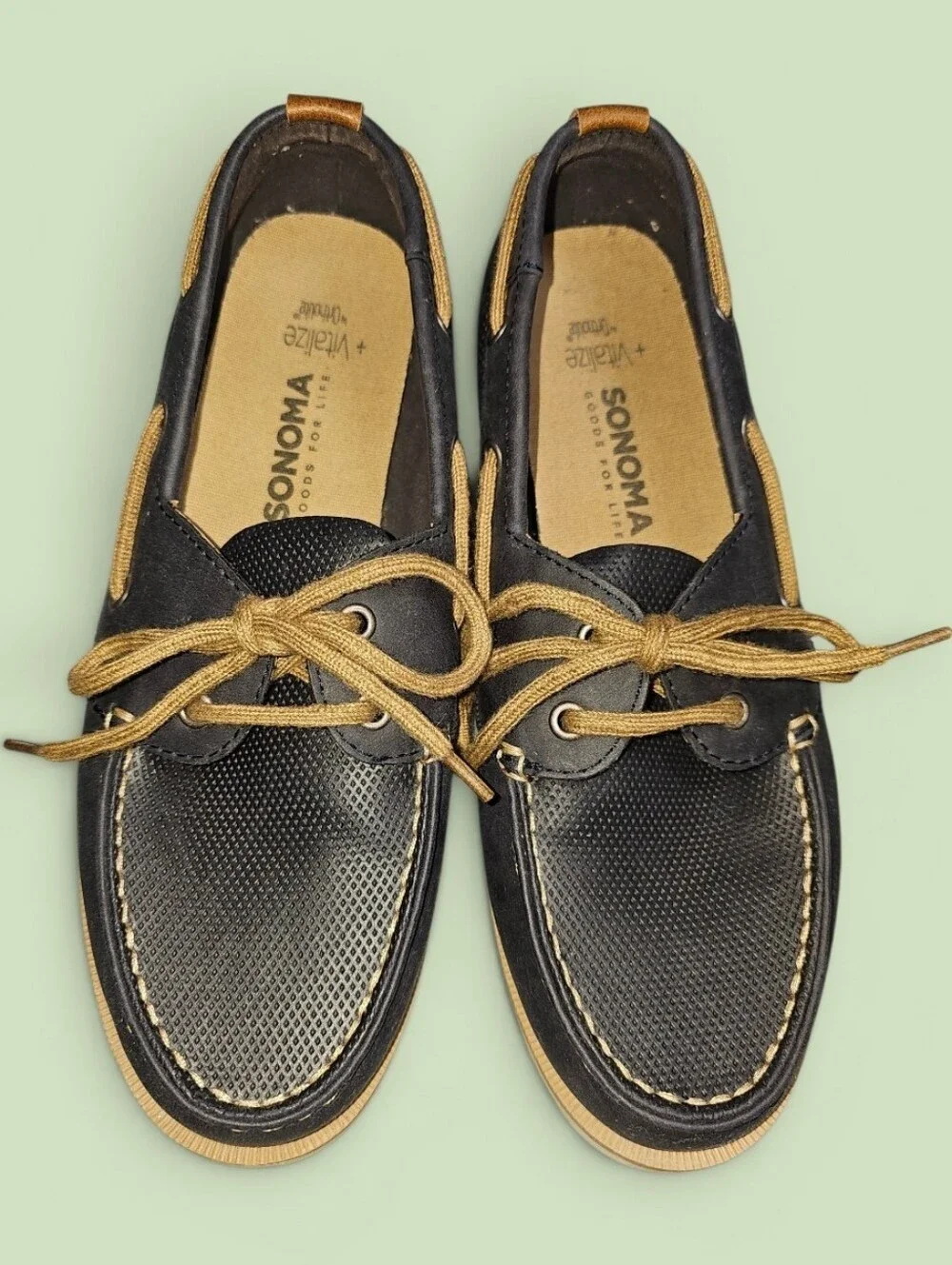 Sonoma Navy KutcherBoat Shoes with Tan Trim and Laces